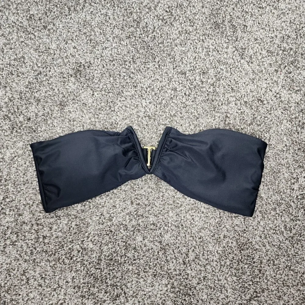 NWT Andie The Scala Padded Bandeau Bikini Top Black Medium